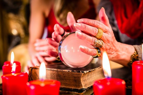 Crystal ball reading with candles